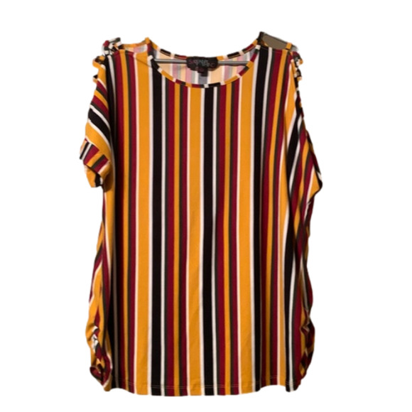 NWOT! SayAnyThing size woman’s plus 2x blouse. Striped blouse. Slit sleeves. - Picture 1 of 7